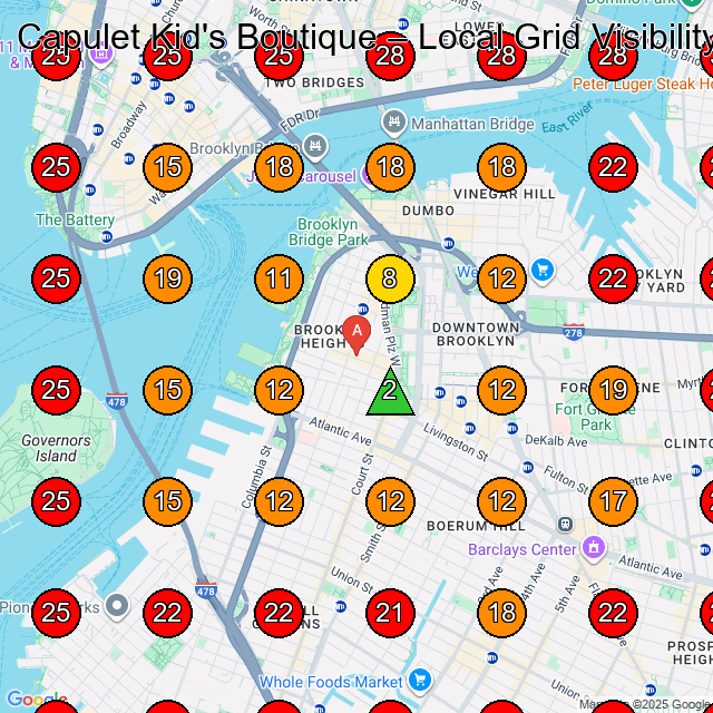 Capulet Kid's Boutique GeoGrid visibility map for Children'S Clothing Store in Brooklyn